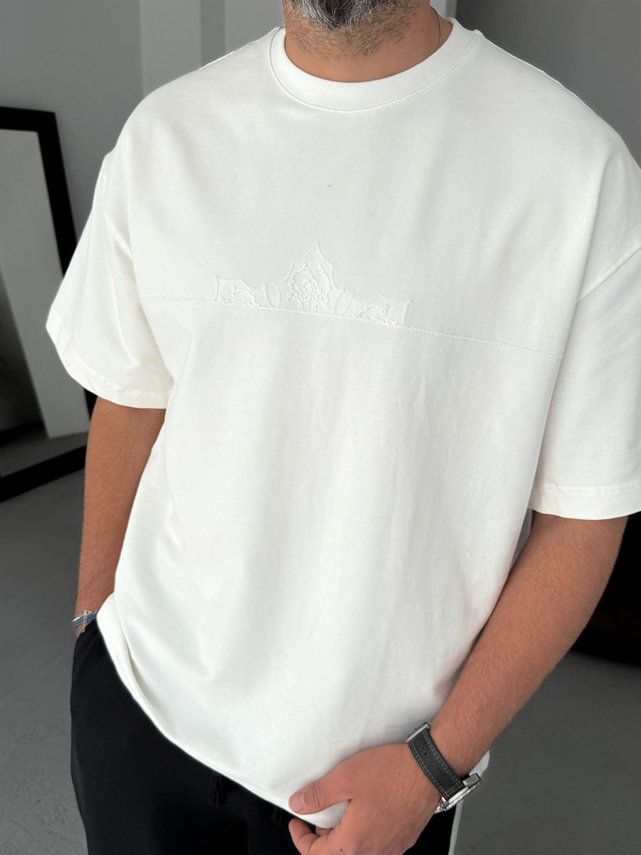 Embroidered Patterned Oversize T-Shirt