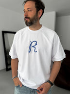 R-Embroidered Ribbed Oversize T-Shirt