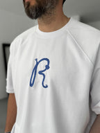 R-Embroidered Ribbed Oversize T-Shirt