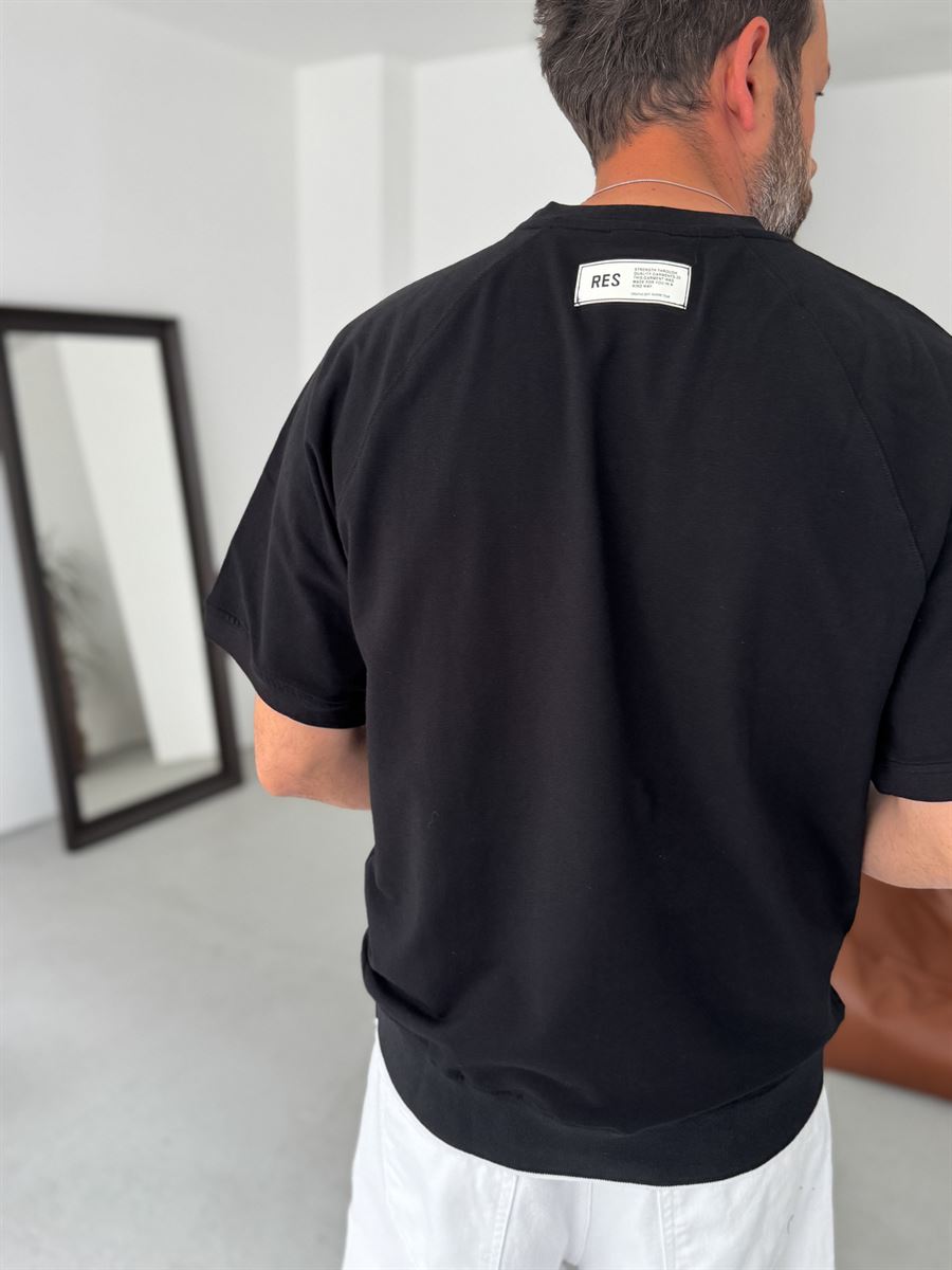 R-Embroidered Ribbed Oversize T-Shirt