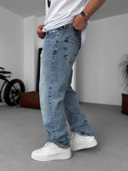 Scratched Distressed Baggy Jean