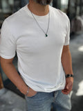 White Basic Knitwear T-Shirt G-16360