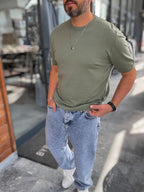Khaki Basic Knitwear T-Shirt G-16360