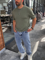 Khaki Basic Knitwear T-Shirt G-16360