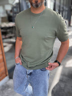 Khaki Basic Knitwear T-Shirt G-16360