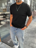 Black Basic Knitwear T-Shirt G-16360