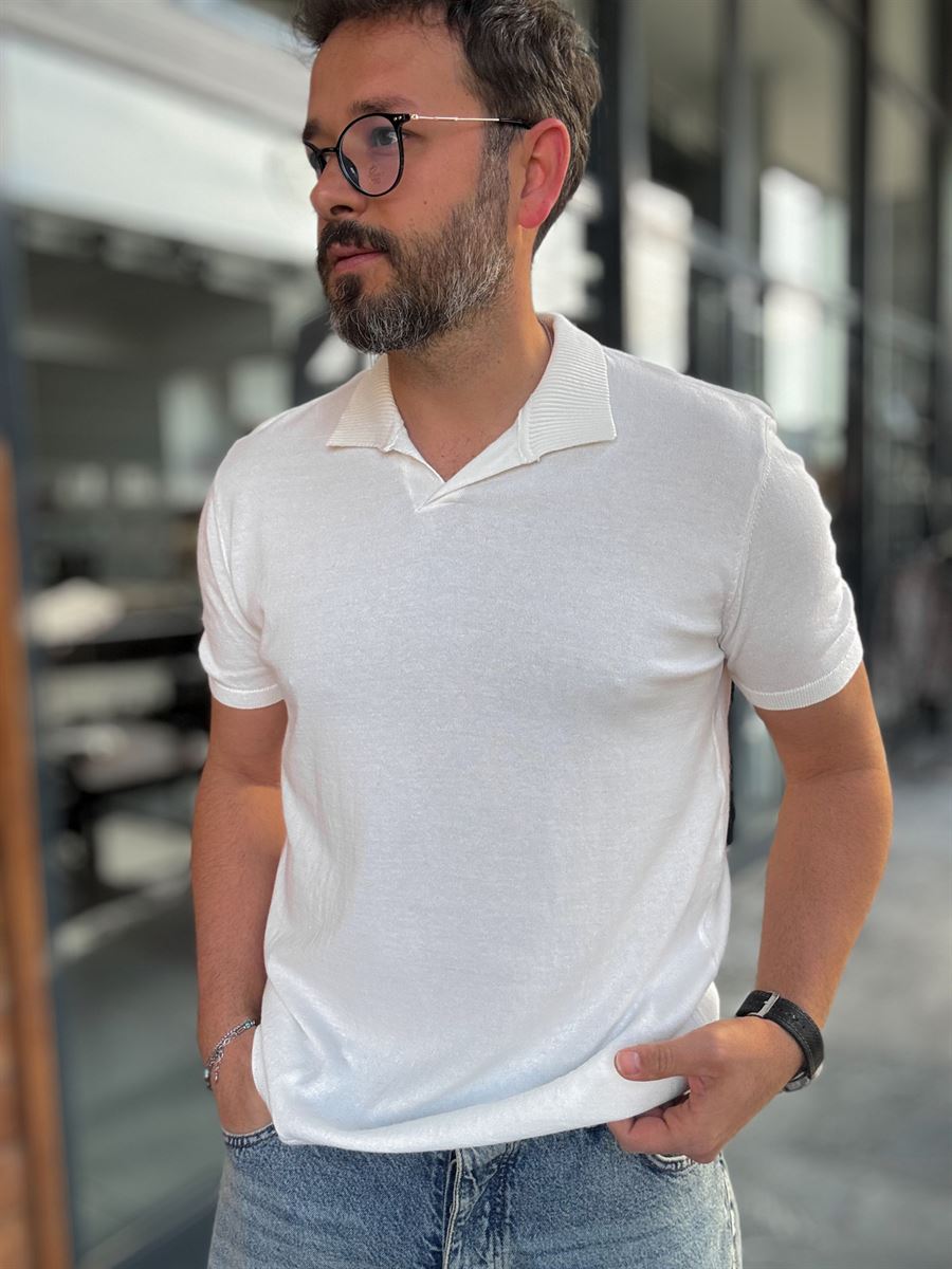 Basic Polo Neck Knitwear T-Shirt