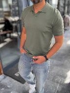 Khaki Basic Polo Neck Knitwear T-Shirt G-17190