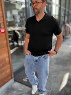 Basic Polo Neck Knitwear T-Shirt