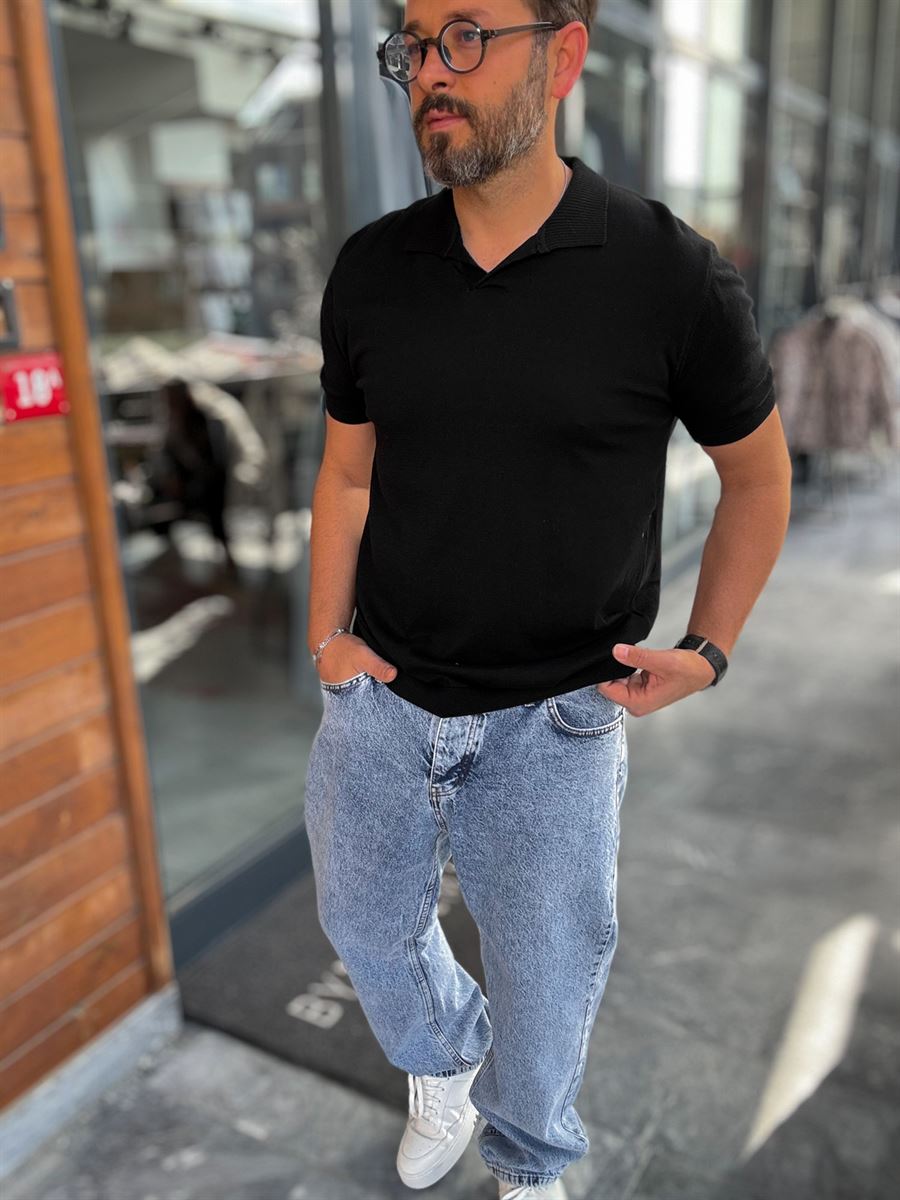 Basic Polo Neck Knitwear T-Shirt