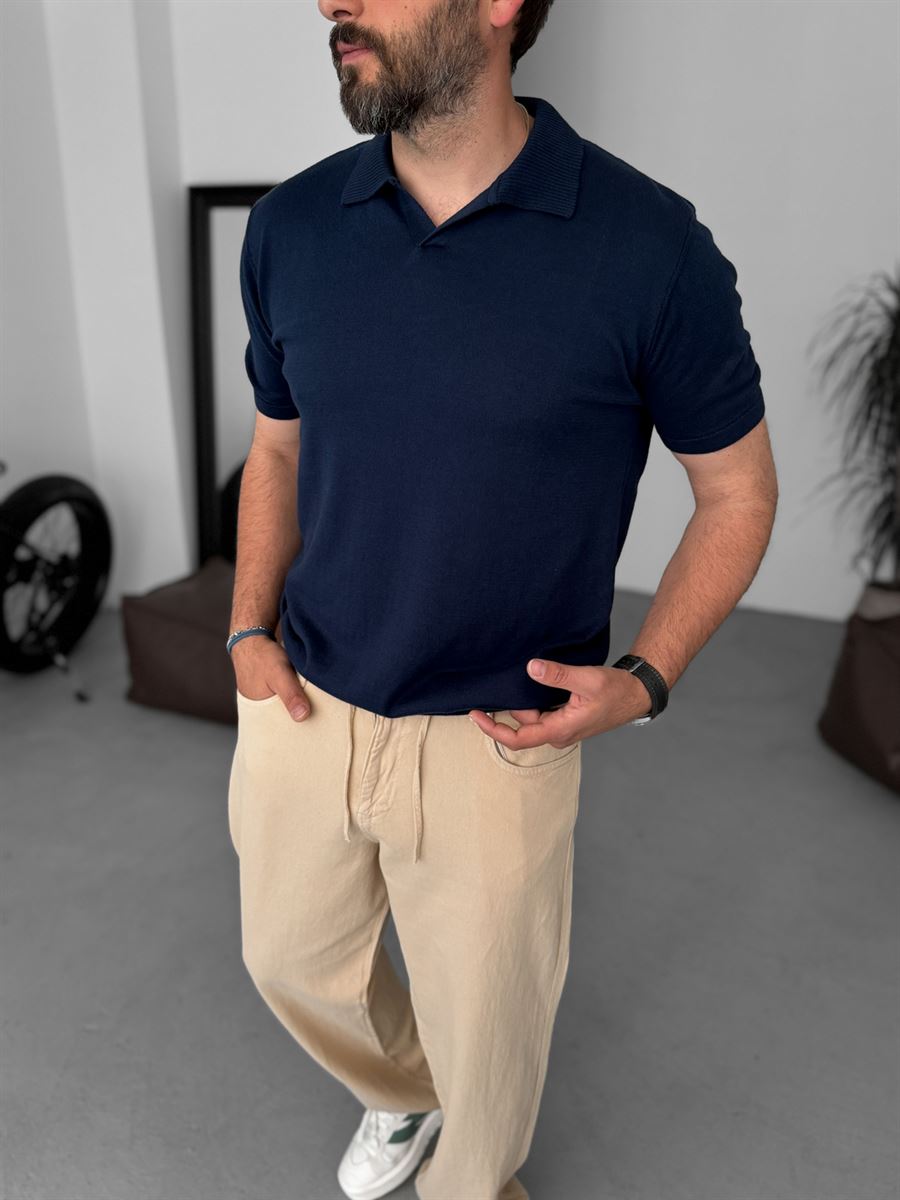 Basic Polo Neck Knitwear T-Shirt