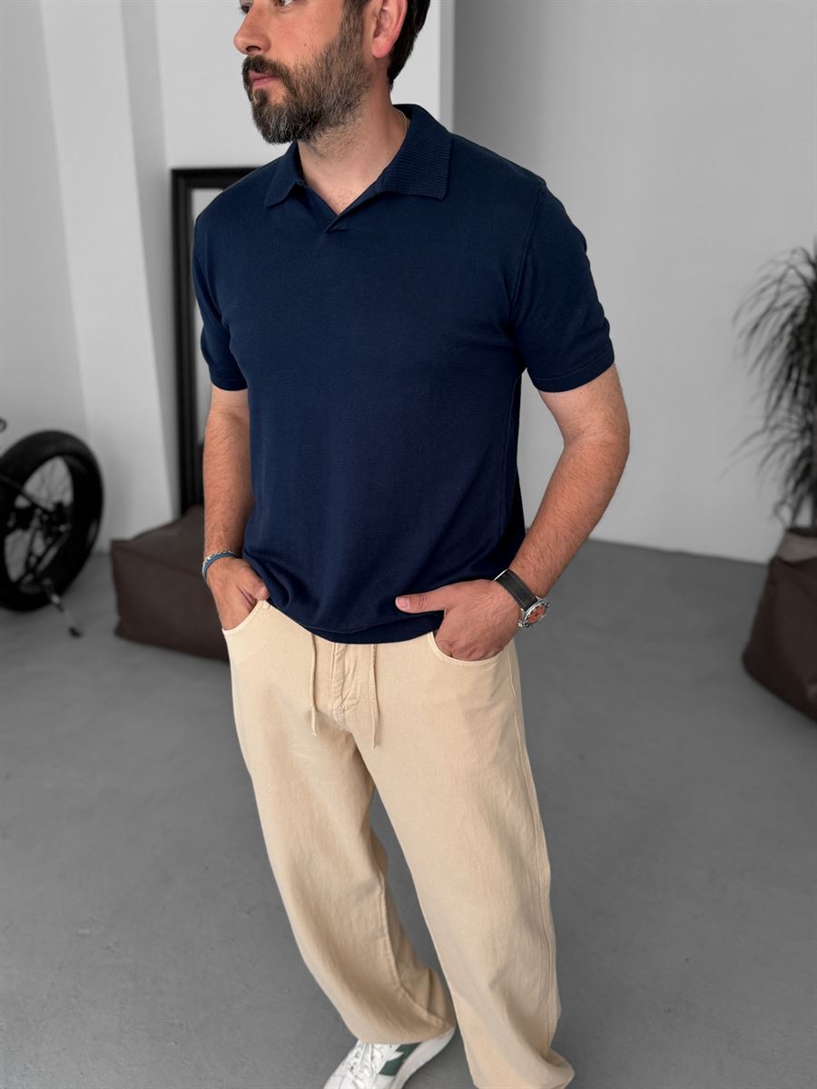 Basic Polo Neck Knitwear T-Shirt