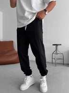 Elasticated Sweatpants with Stitching Detail