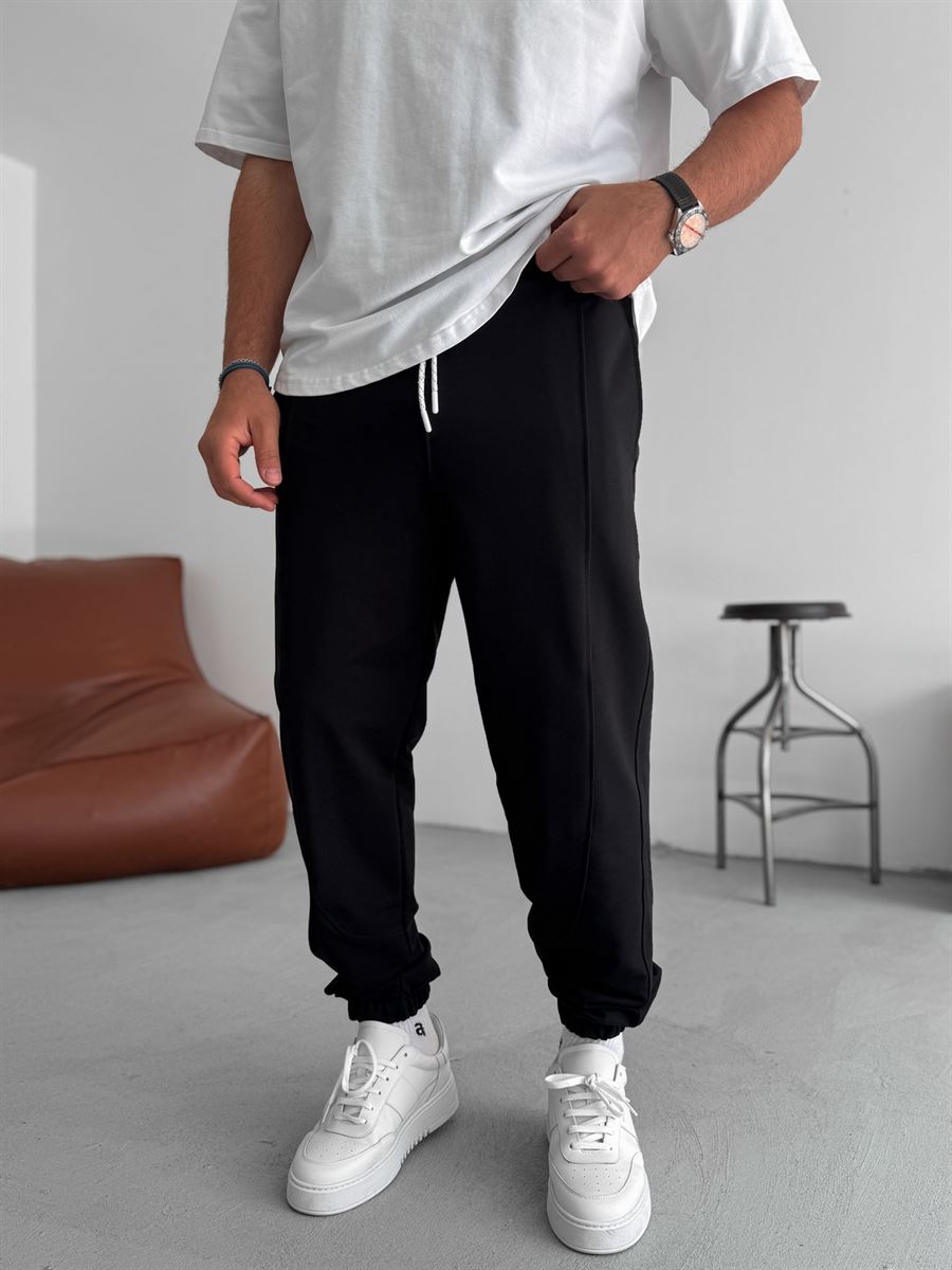 Elasticated Sweatpants with Stitching Detail