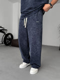Navy Washed Straight Leg Sweatpants JJ-202