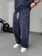Navy Washed Straight Leg Sweatpants JJ-202