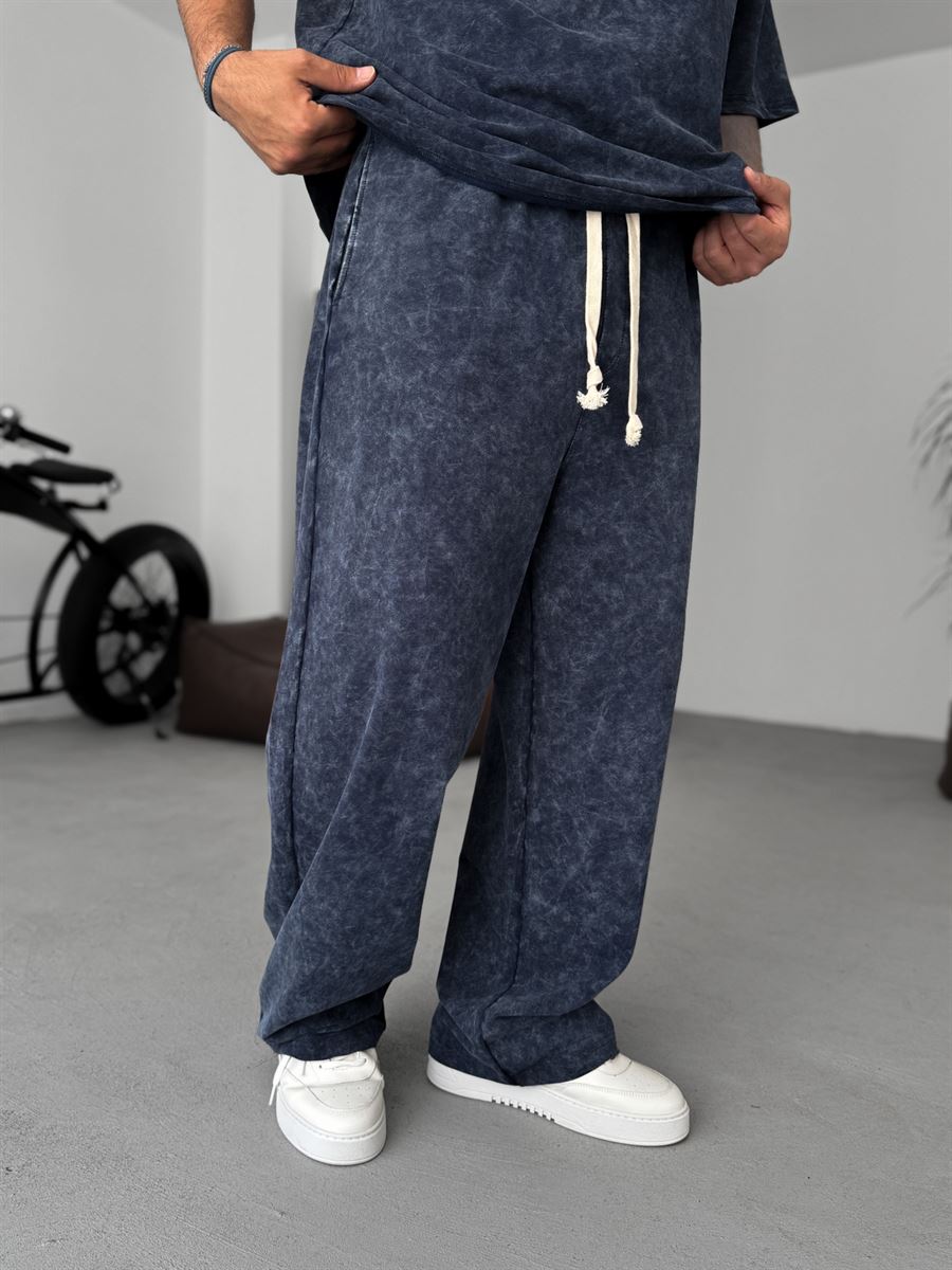Navy Washed Straight Leg Sweatpants JJ-202