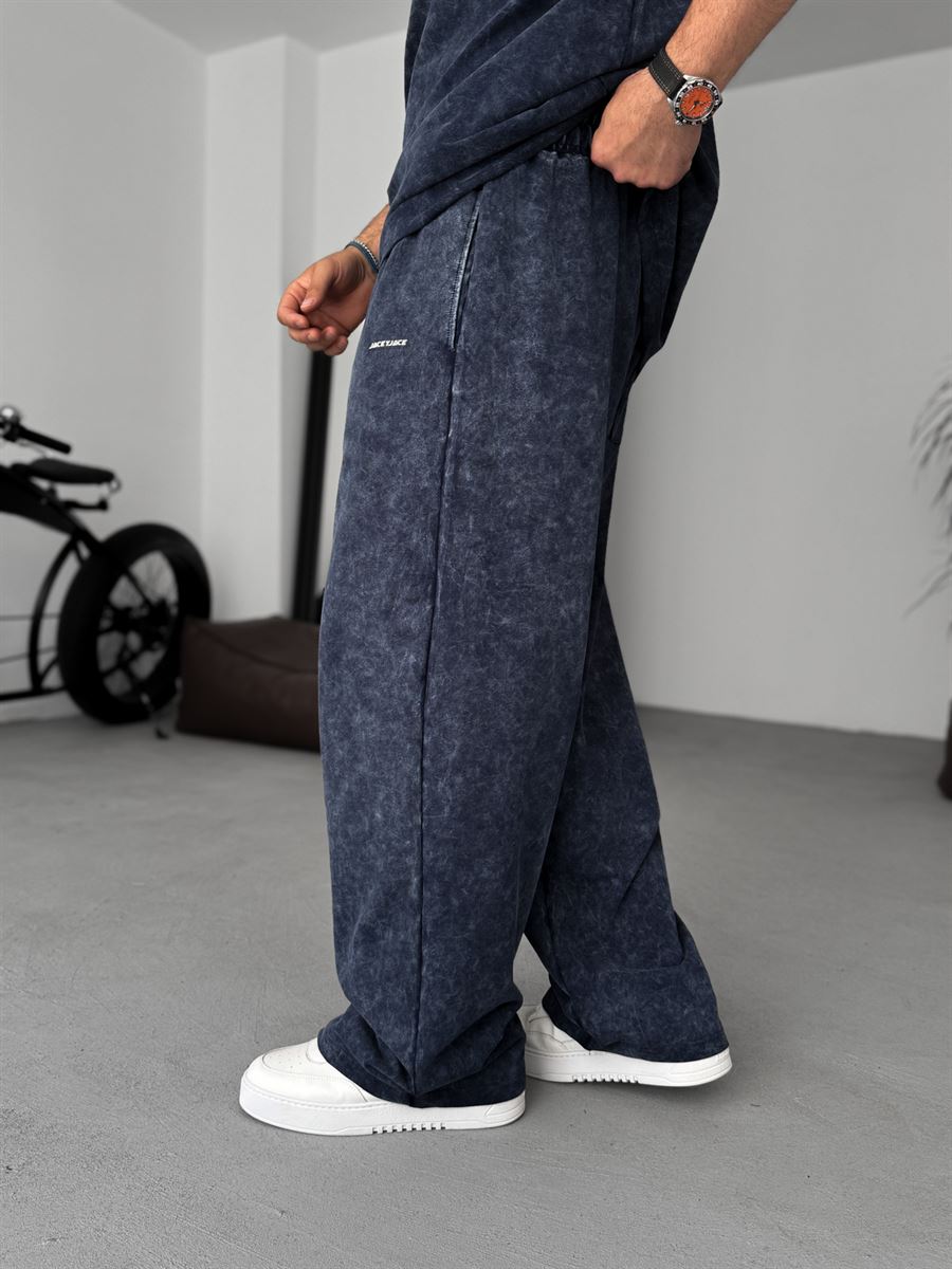 Navy Washed Straight Leg Sweatpants JJ-202