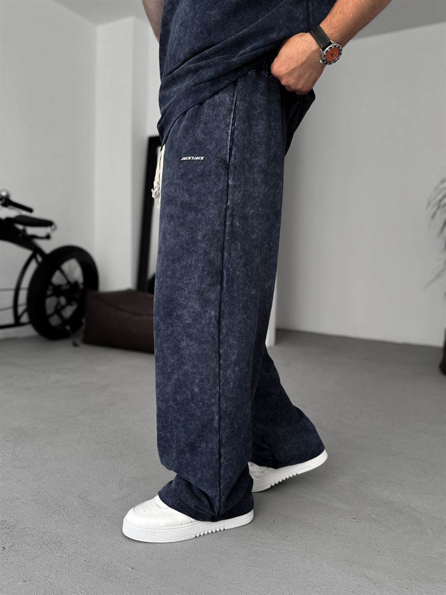 Navy Washed Straight Leg Sweatpants JJ-202