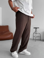 Melange Textured Straight Leg Pants