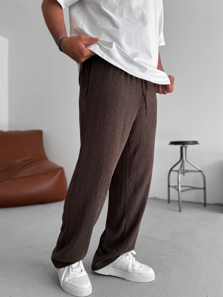 Melange Textured Straight Leg Pants