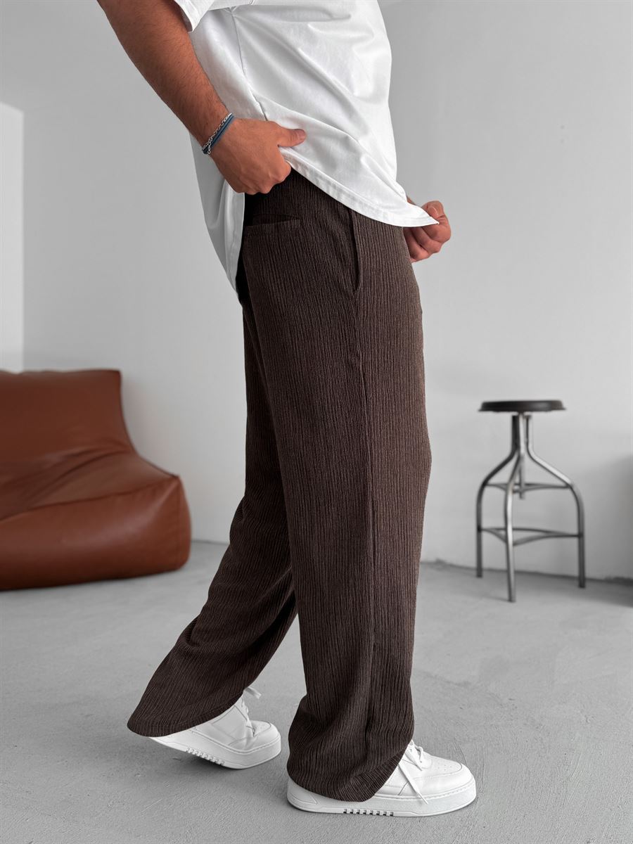 Melange Textured Straight Leg Pants