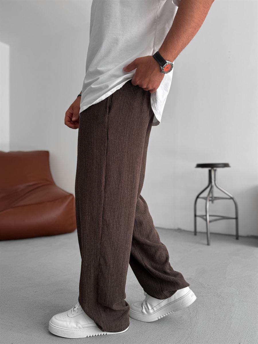 Melange Textured Straight Leg Pants