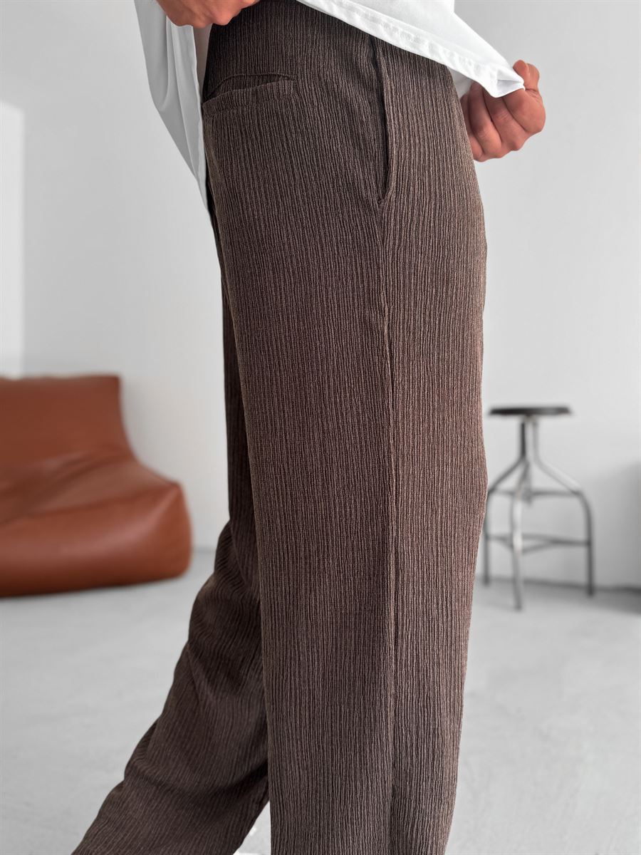 Melange Textured Straight Leg Pants