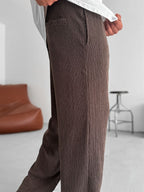 Melange Textured Straight Leg Pants