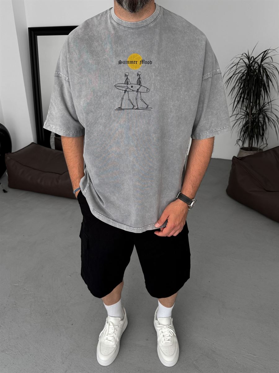 Washed Summer Printed Oversize T-Shirt