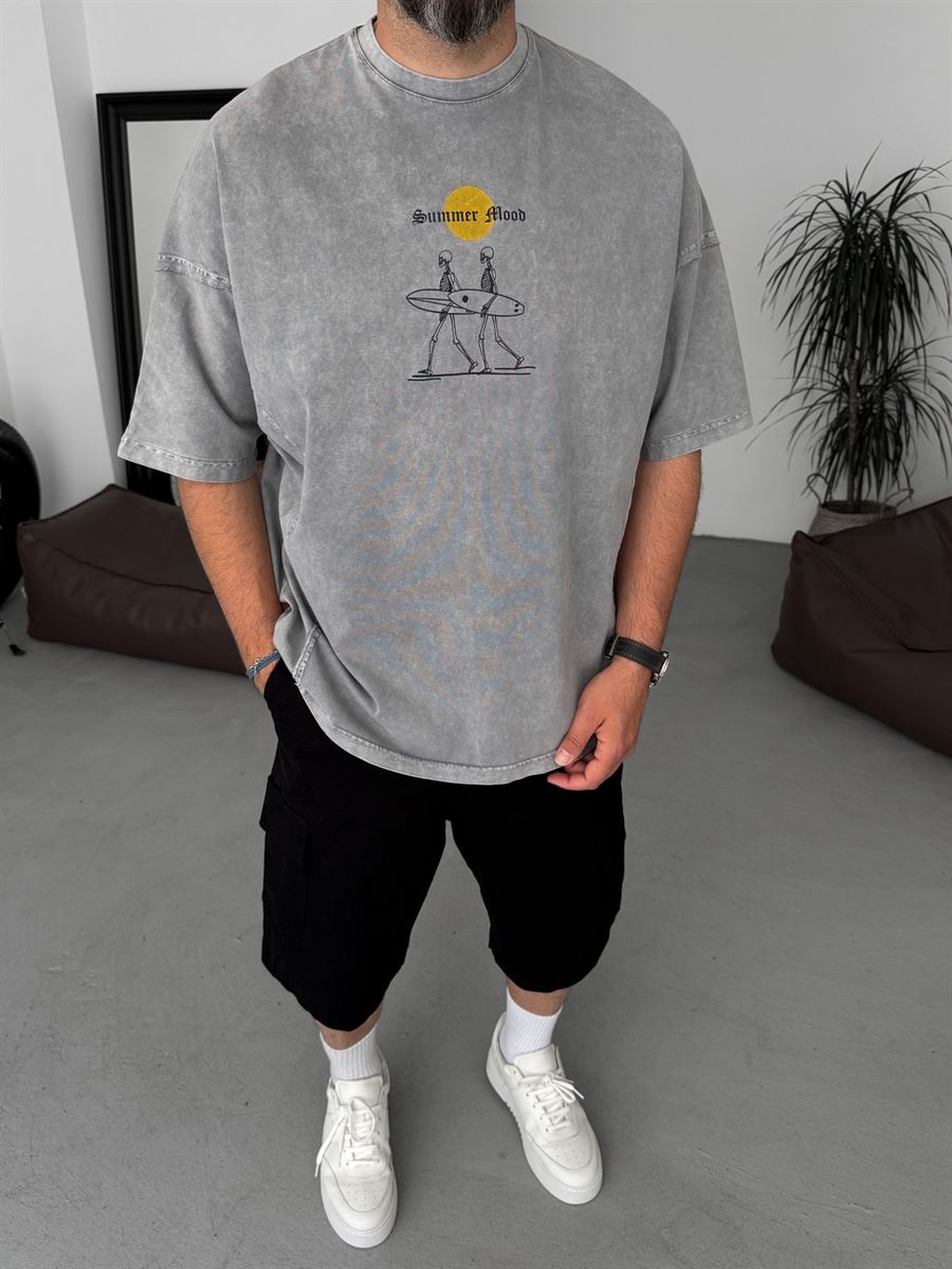 Washed Summer Printed Oversize T-Shirt