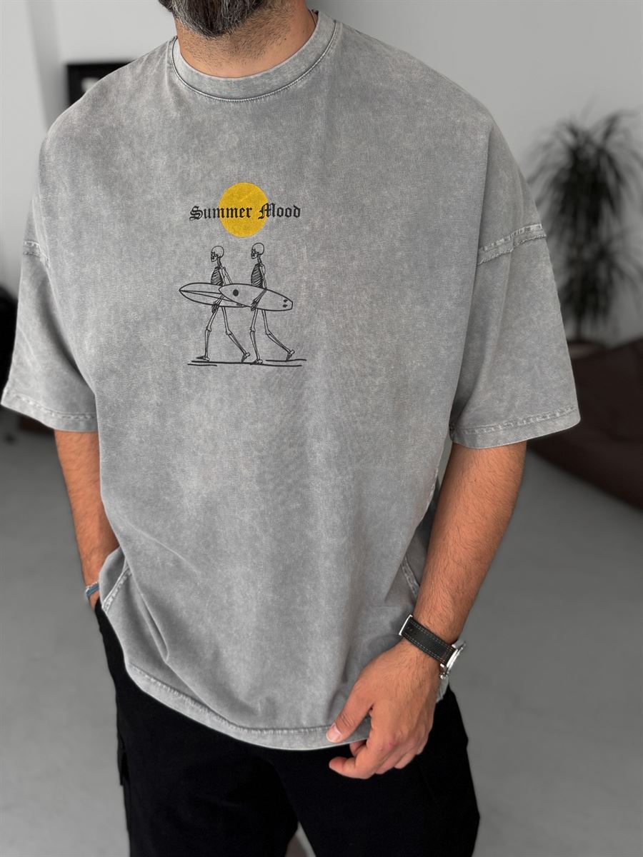 Washed Summer Printed Oversize T-Shirt