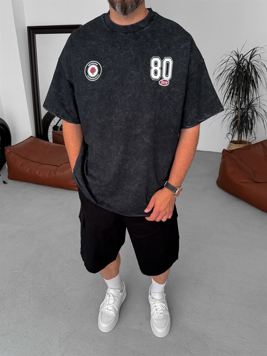 80 Printed Washed Oversize T-Shirt