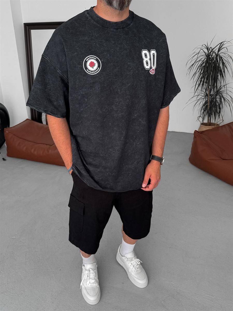 80 Printed Washed Oversize T-Shirt