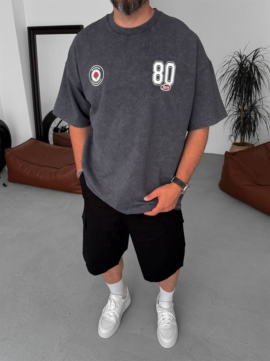 80 Printed Washed Oversize T-Shirt
