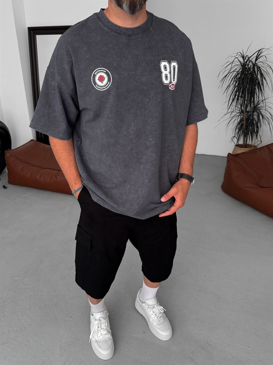 80 Printed Washed Oversize T-Shirt