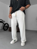 Three-Thread Raw Edge Straight Leg Sweatpants
