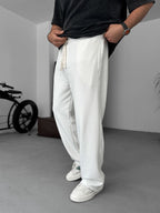Three-Thread Raw Edge Straight Leg Sweatpants