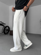 Three-Thread Raw Edge Straight Leg Sweatpants