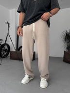 Three-Thread Raw Edge Straight Leg Sweatpants