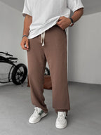 Three-Thread Raw Edge Straight Leg Sweatpants