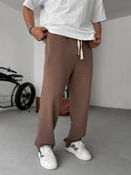 Three-Thread Raw Edge Straight Leg Sweatpants