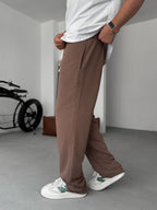 Three-Thread Raw Edge Straight Leg Sweatpants