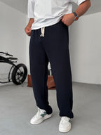 Three-Thread Raw Edge Straight Leg Sweatpants