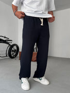 Three-Thread Raw Edge Straight Leg Sweatpants