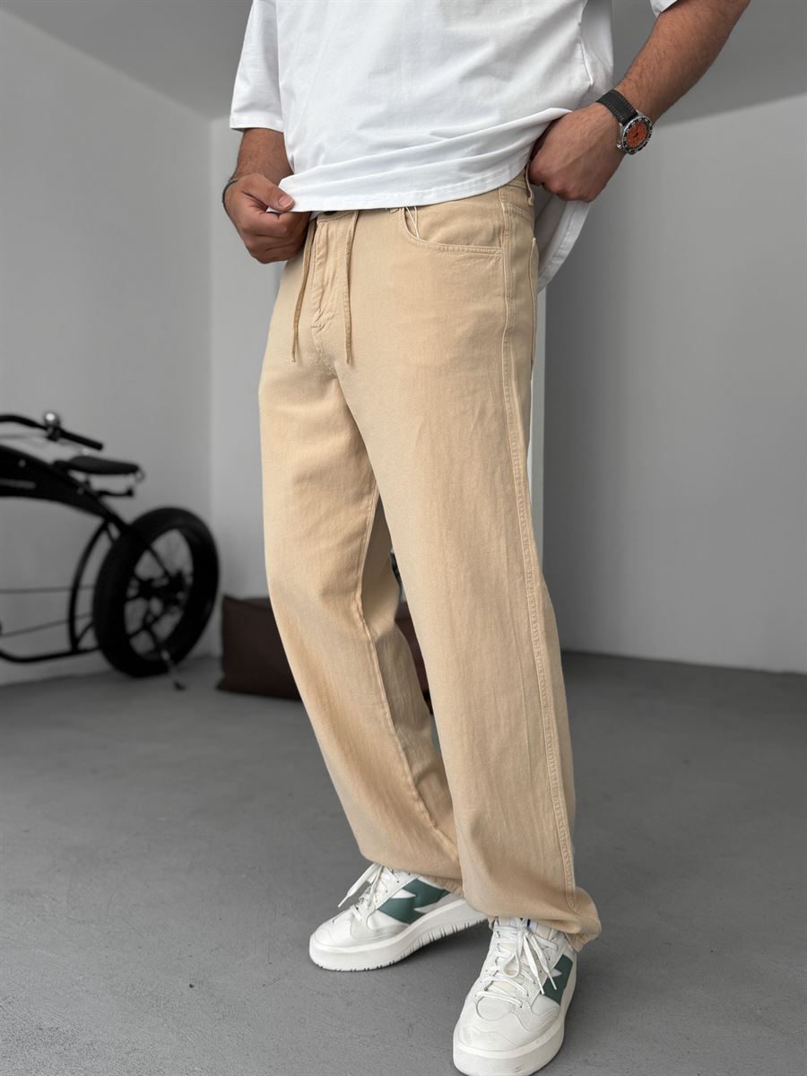 Textured Basic Baggy Pants