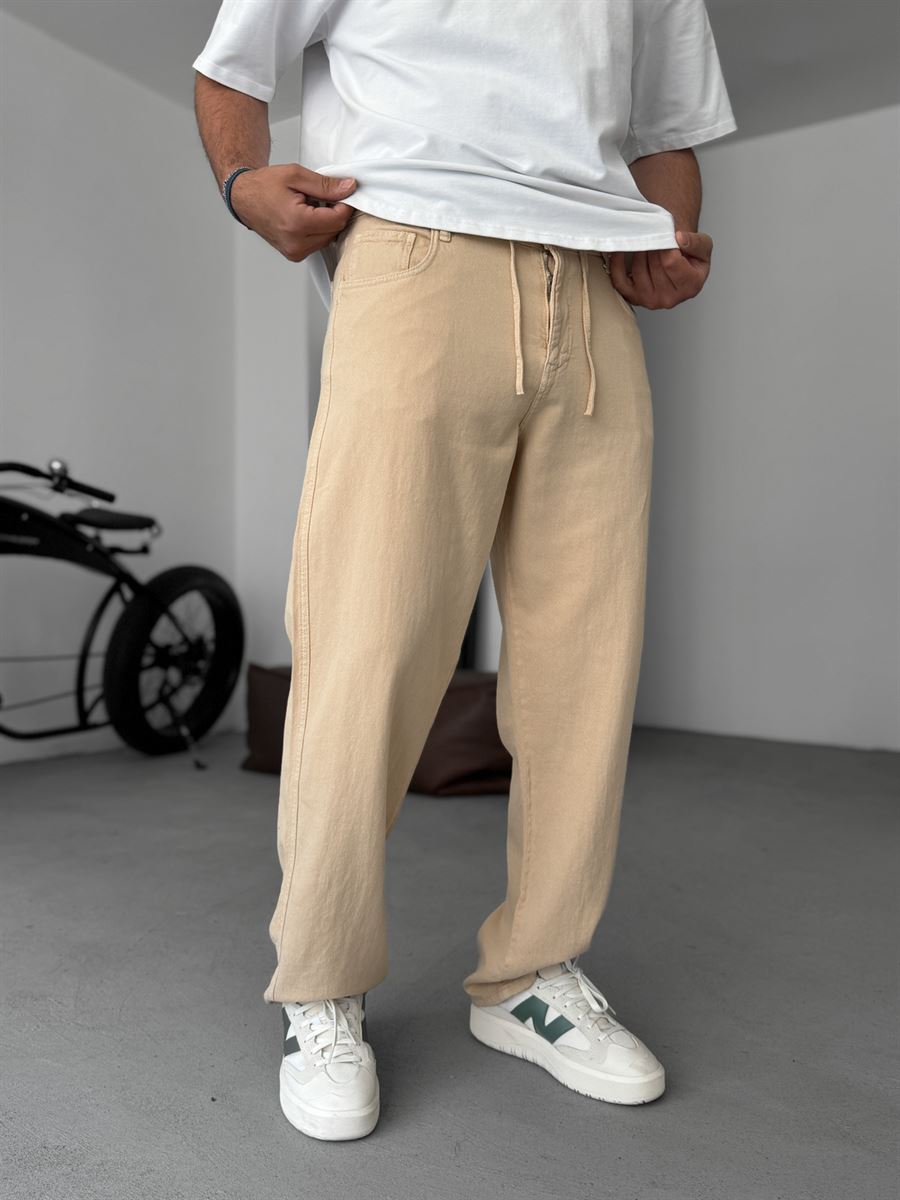 Textured Basic Baggy Pants