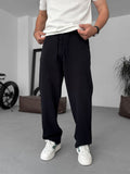Textured Basic Baggy Pants