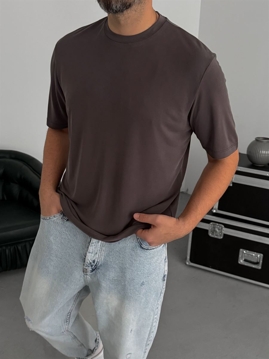 Coffee Modal Fabric Slim Fit T-Shirt TW-1076