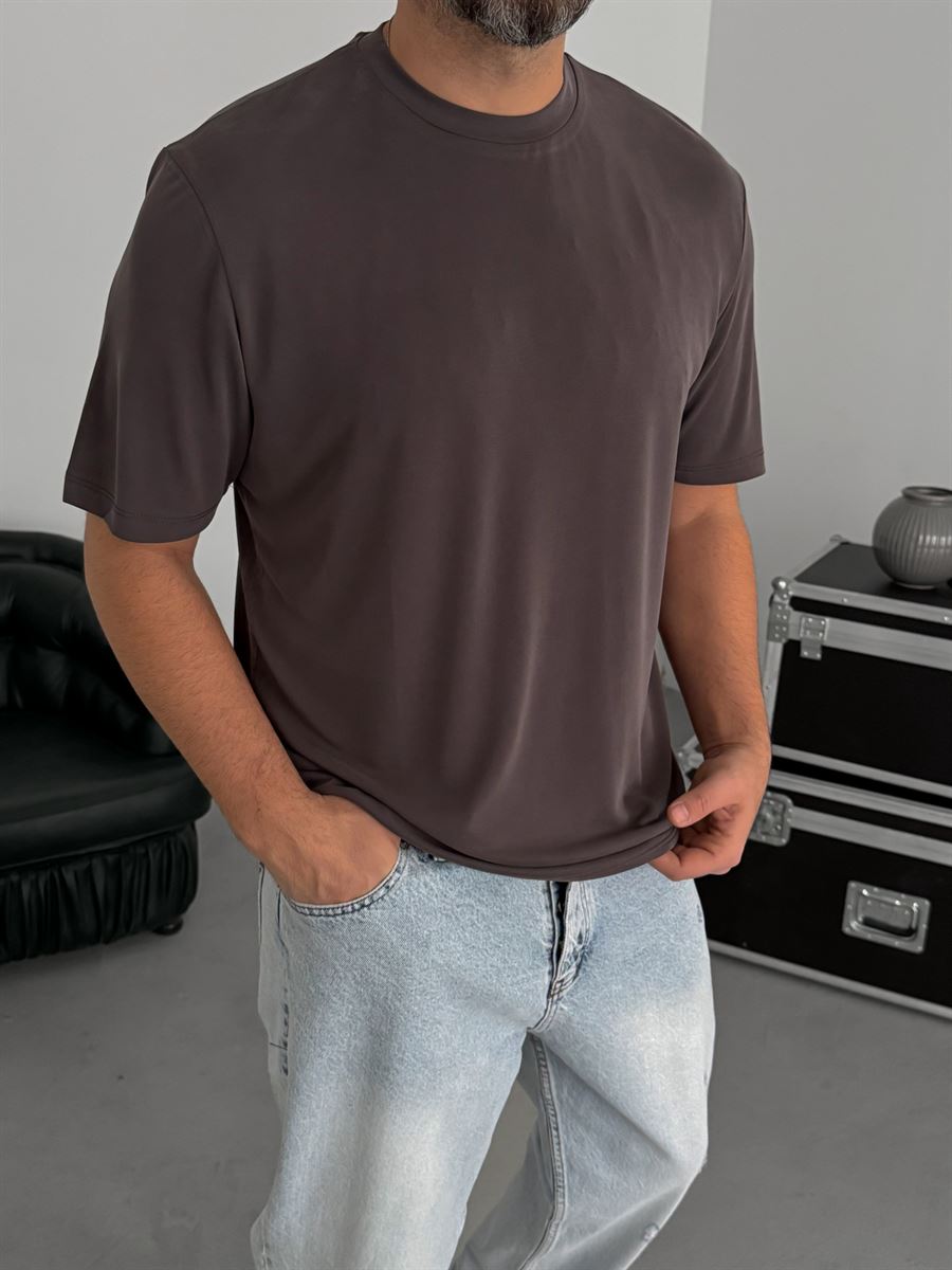 Coffee Modal Fabric Slim Fit T-Shirt TW-1076